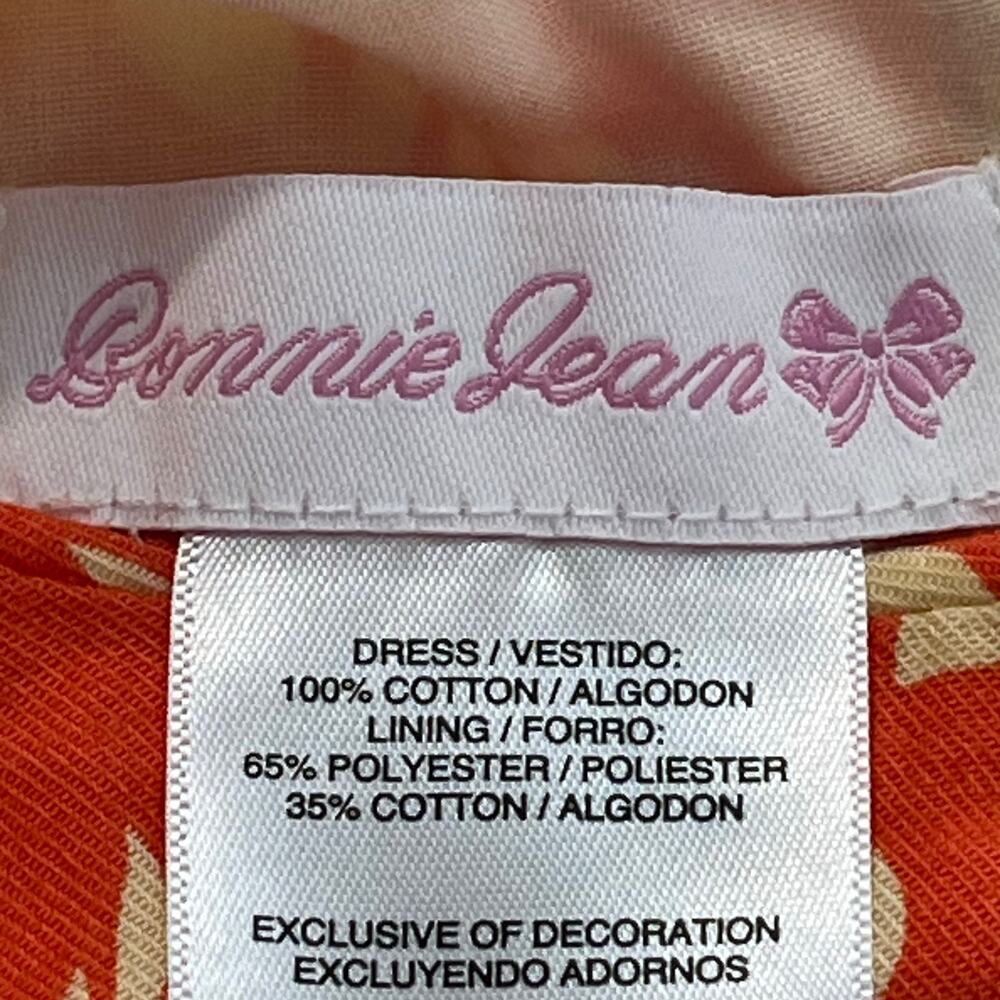 Bonnie Jean Girls Floral Dress Long Sleeve Size 4T Orange Embroidered Beach Tie - Picture 2 of 6
